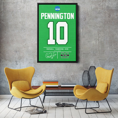 Chad Pennington Thundering Herd Jersey Canvas Print | Wall Art Decor