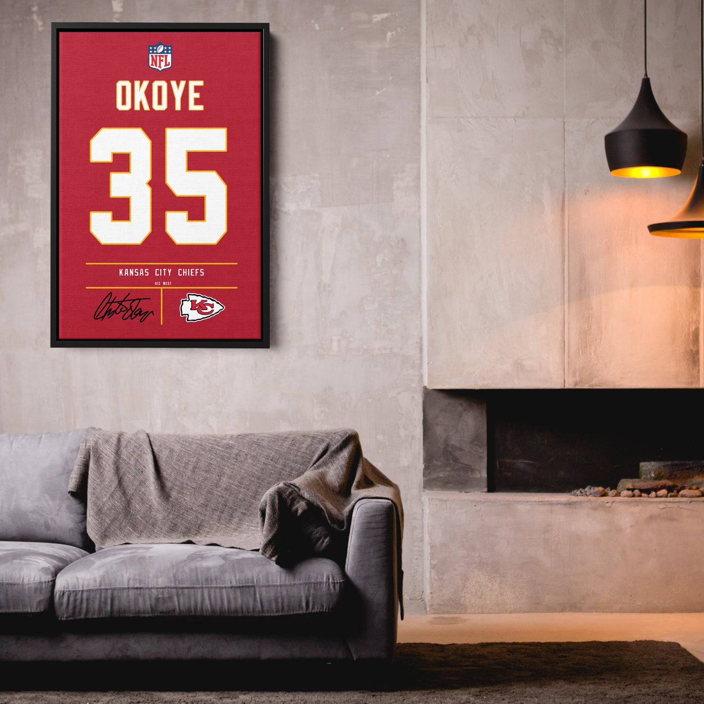 Christian Okoye Chiefs Jersey Canvas Print  Wall Art Decor
