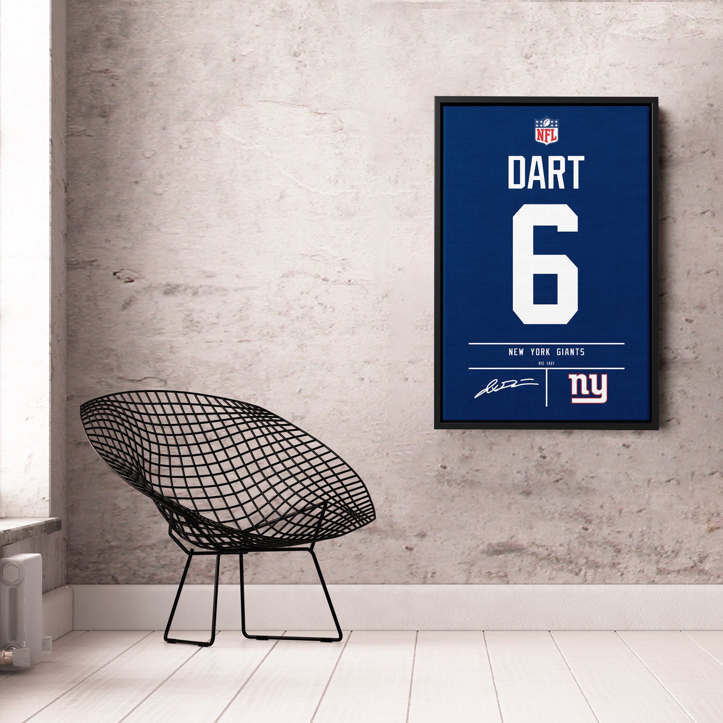 Jaxson Dart New York Giants Jersey Canvas Wall Art