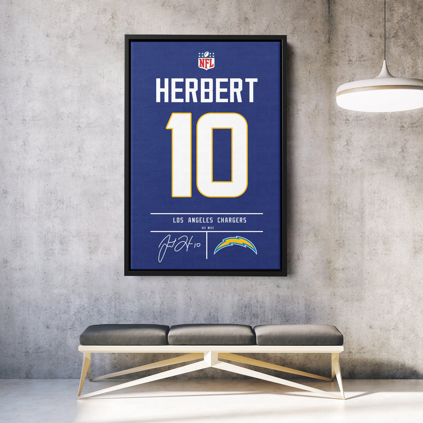 Justin Herbert Chargers Jersey Canvas Print | Wall Art Decor