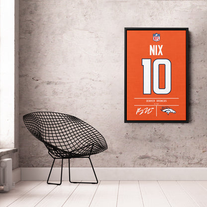 Bo Nix Denver Broncos Jersey Canvas Wall Art