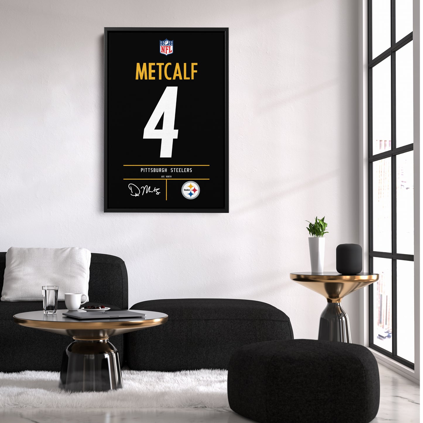DK Metcalf Pittsburgh Steelers Jersey Canvas Wall Art