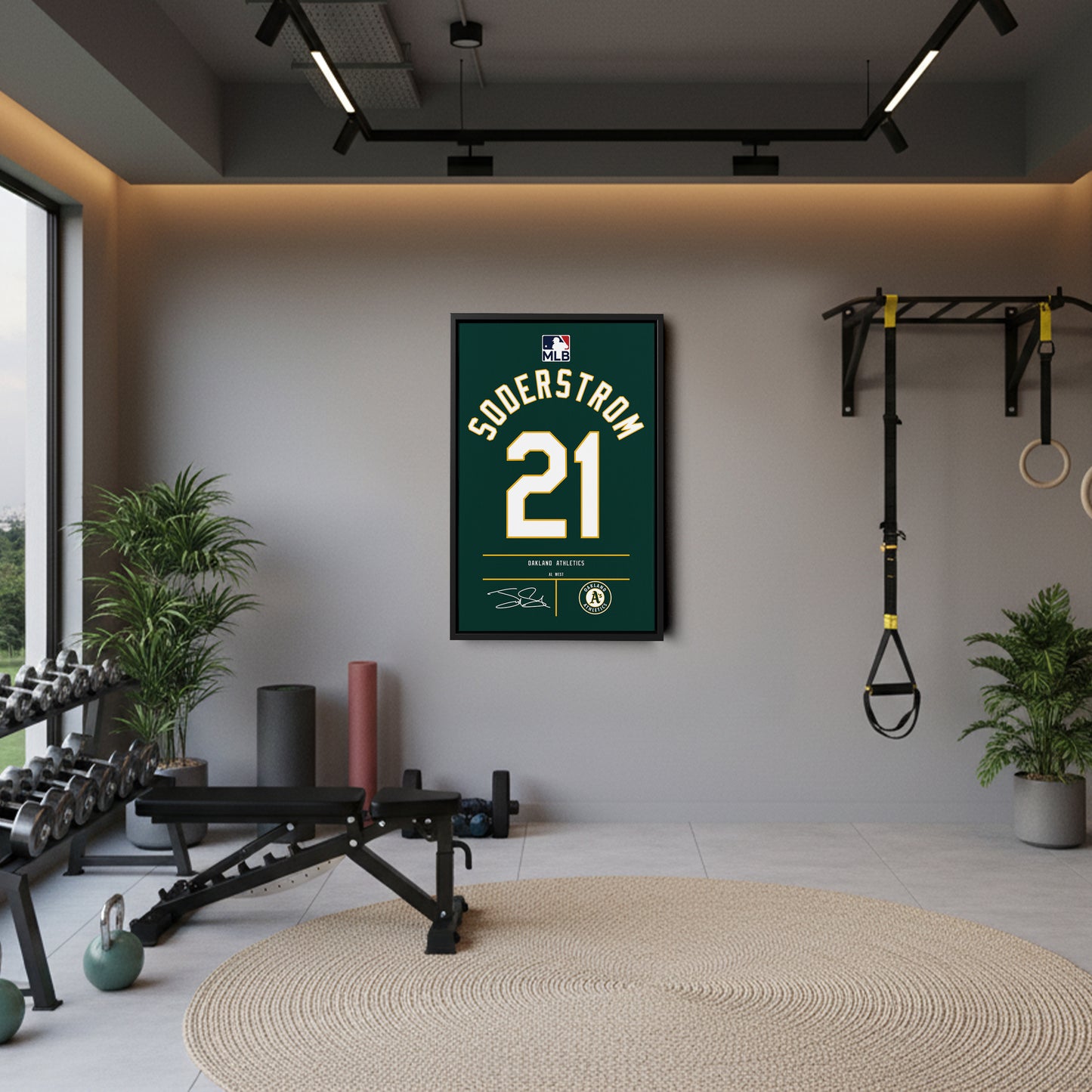 Tyler Soderstrom Oakland Athletics Green Jersey Canvas Wall Art