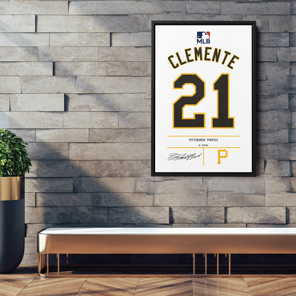 Roberto Clemente Pittsburgh Pirates Jersey Canvas Wall Art