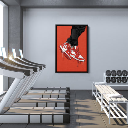 Air Jordan 1 Mid Red White Canvas Print | Sneakerhead Wall Art