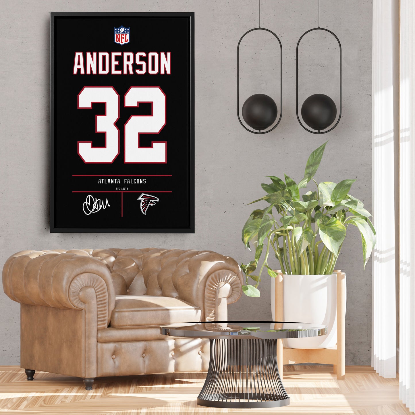 Jamal Anderson Atlanta Falcons Jersey Canvas Wall Art