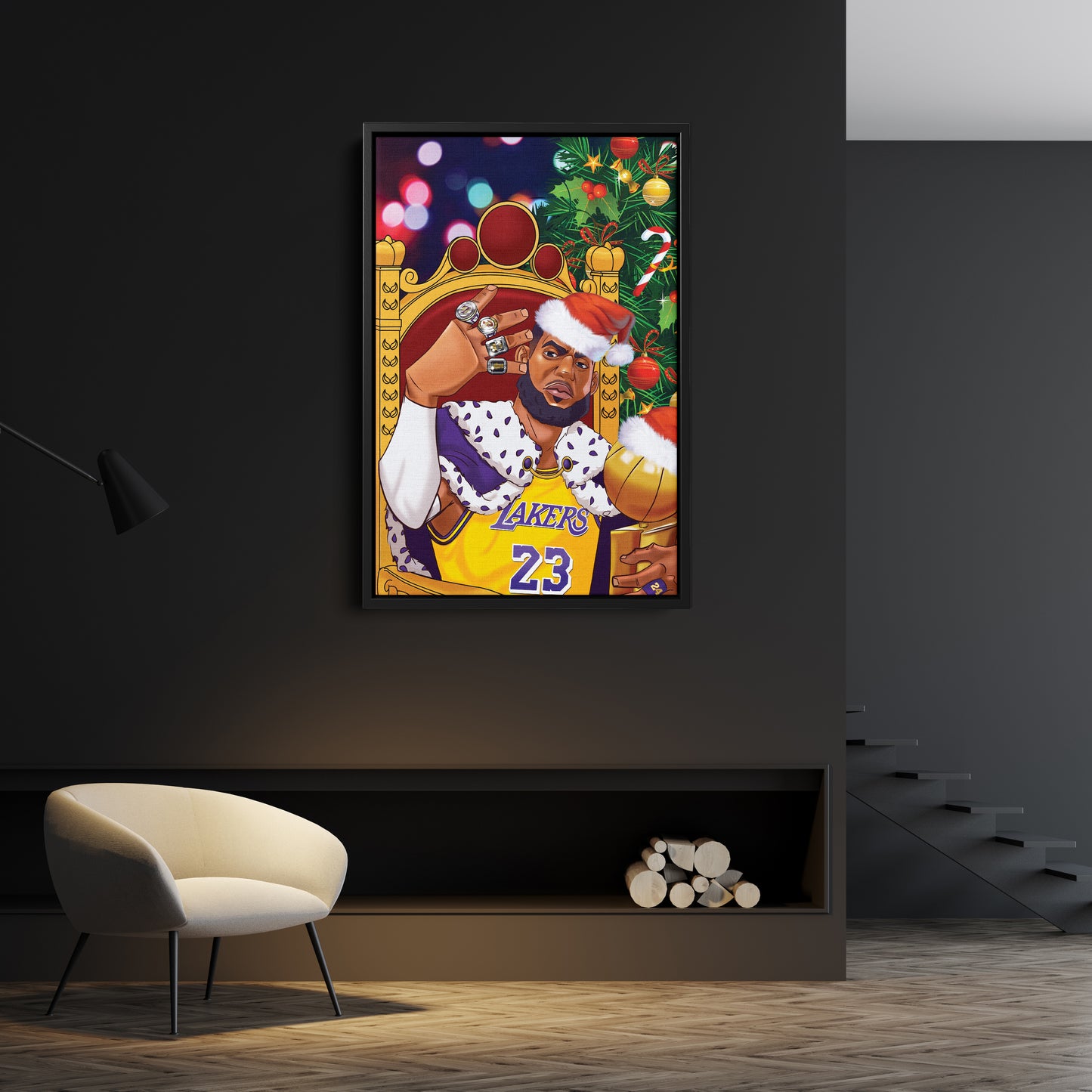 LeBron James Christmas Canvas Print | Festive Basketball Wall Art