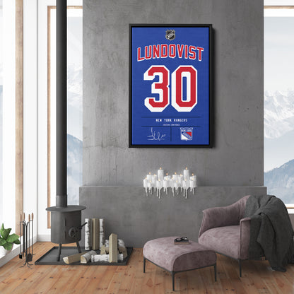 Henrik Lundqvist Rangers Jersey Canvas Print | Wall Art Decor