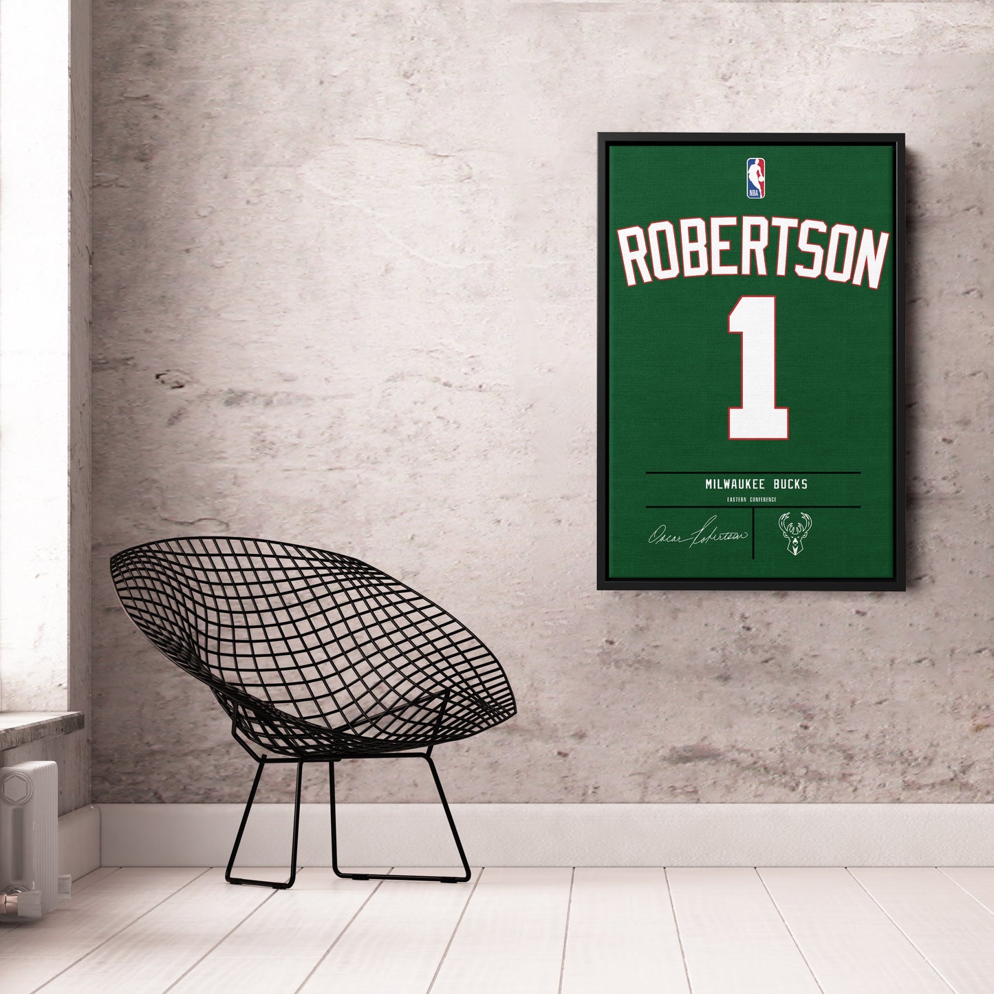 Oscar Robertson Bucks Jersey Canvas Print | Wall Art Decor