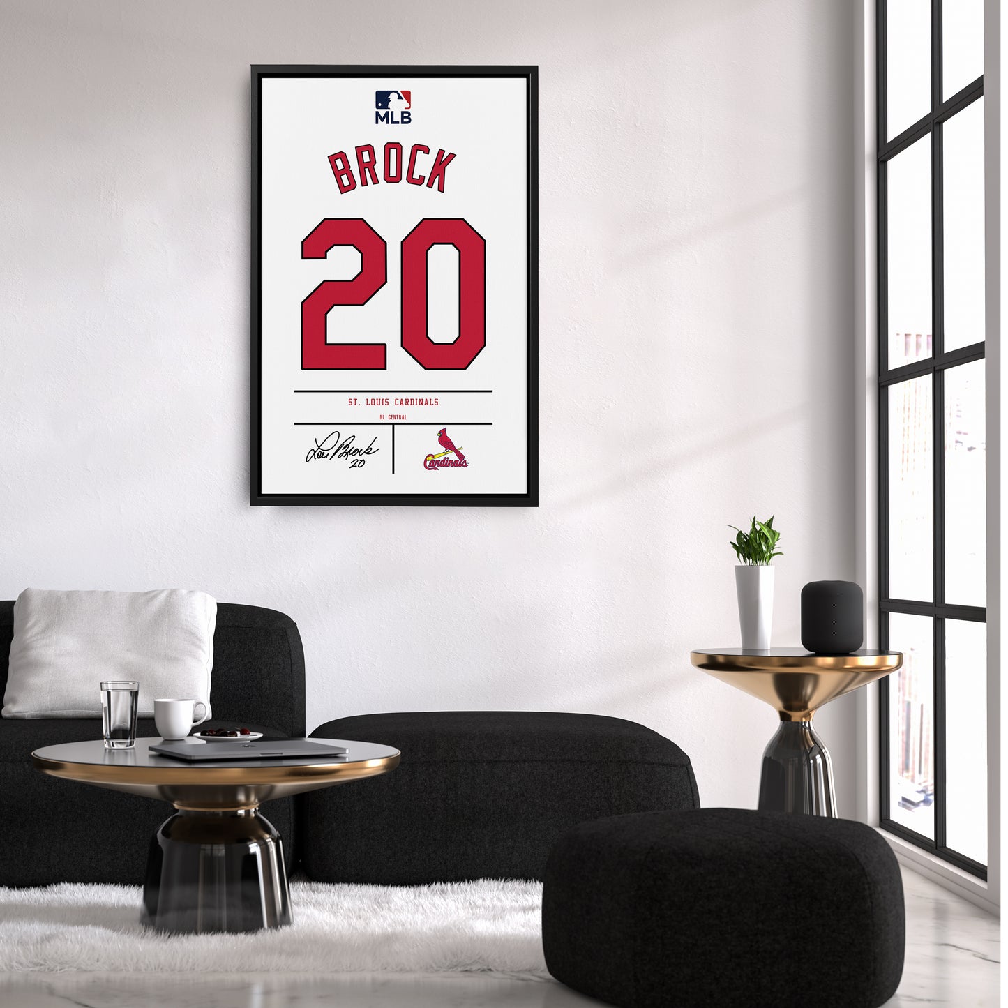 Lou Brock  St. Louis Cardinals Jersey Canvas Wall Art