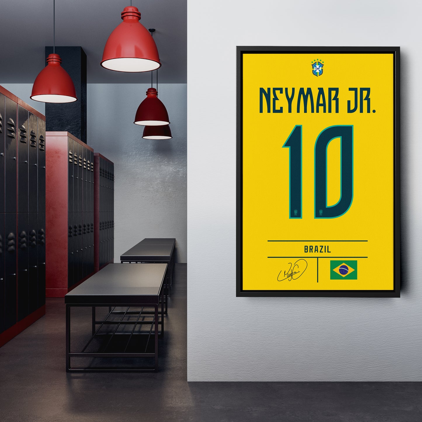 Neymar Jr Brazil Jersey Canvas Wall Art