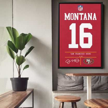 Joe Montana 49ers Jersey Canvas Print | Wall Art Decor