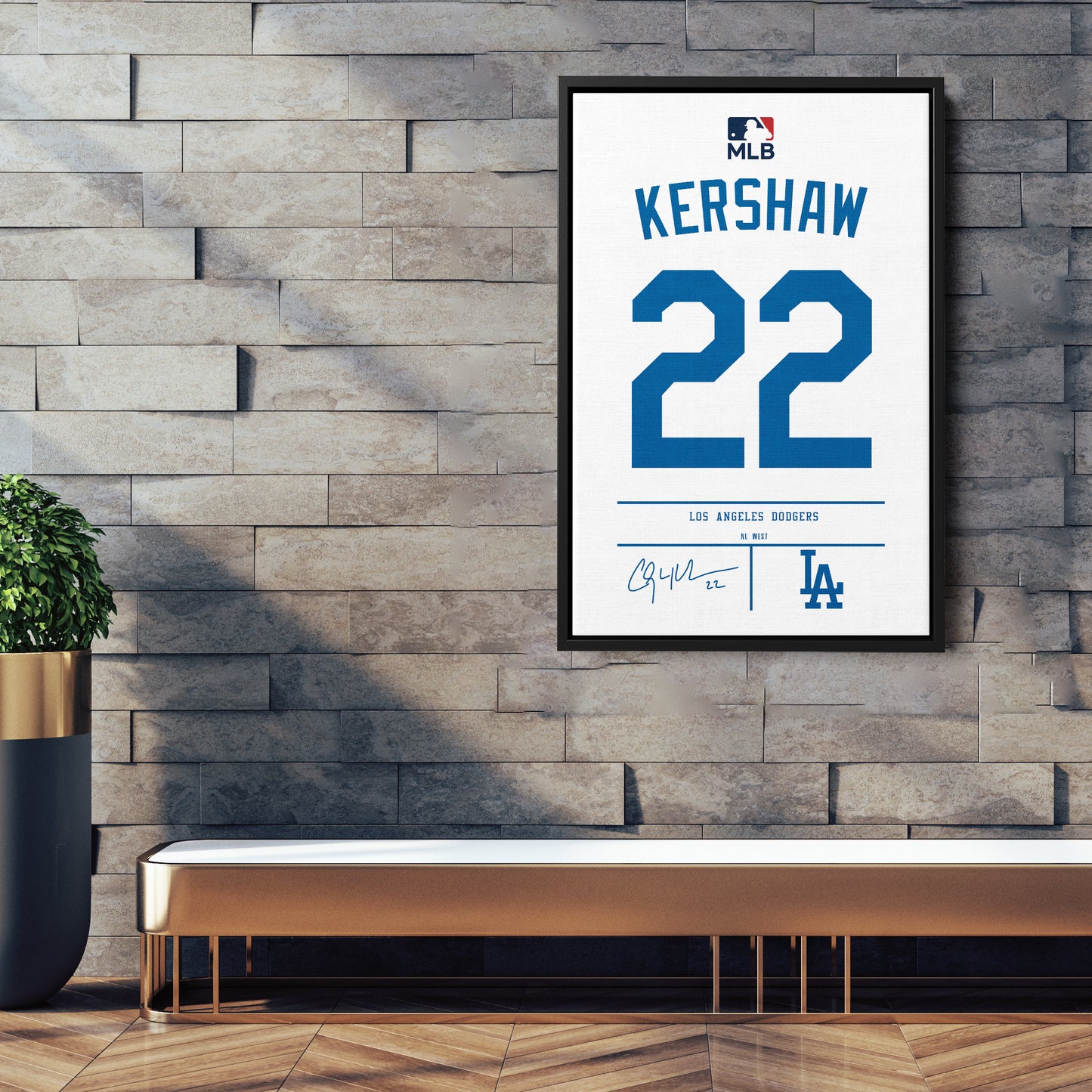 Clayton Kershaw Los Angeles Dodgers Jersey Canvas Wall Art