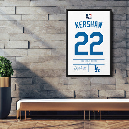 Clayton Kershaw Los Angeles Dodgers Jersey Canvas Wall Art