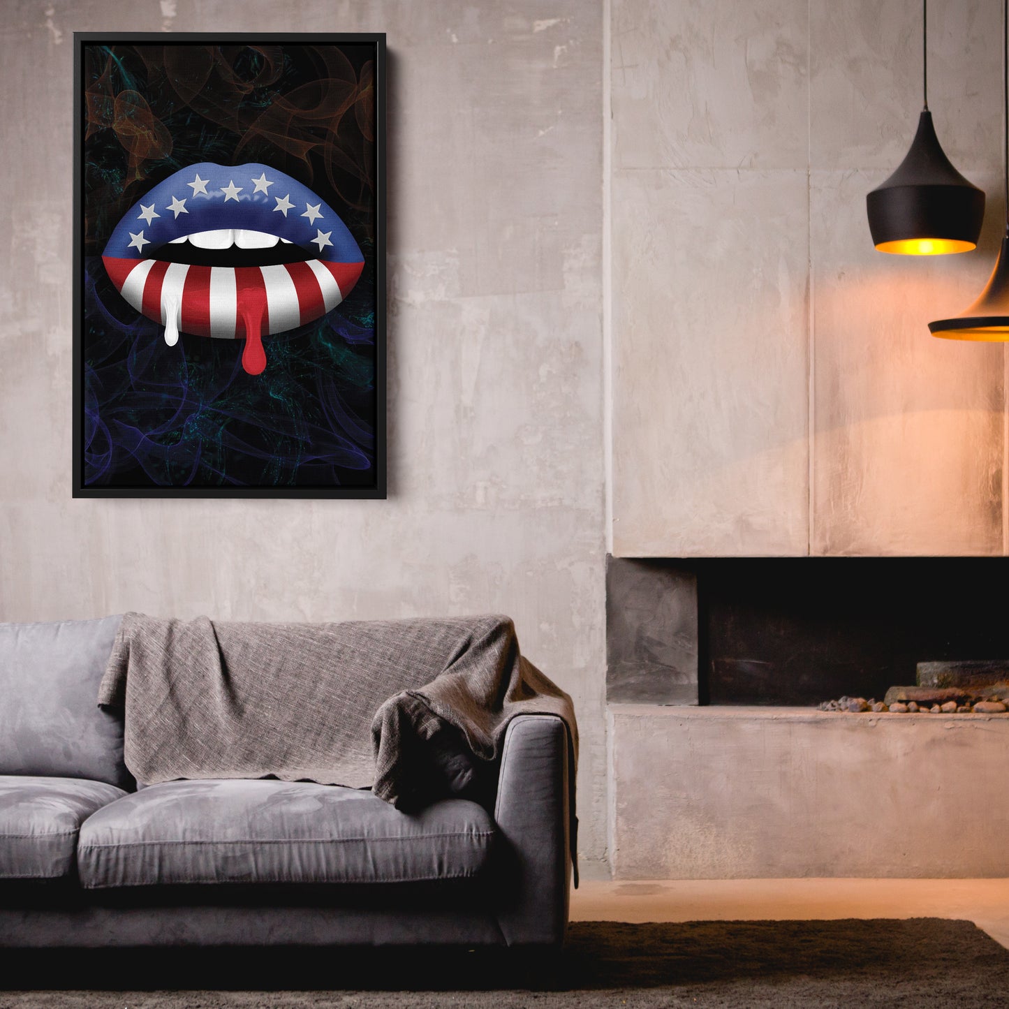 Lips American Flag Canvas Print | Patriotic Wall Art Decor