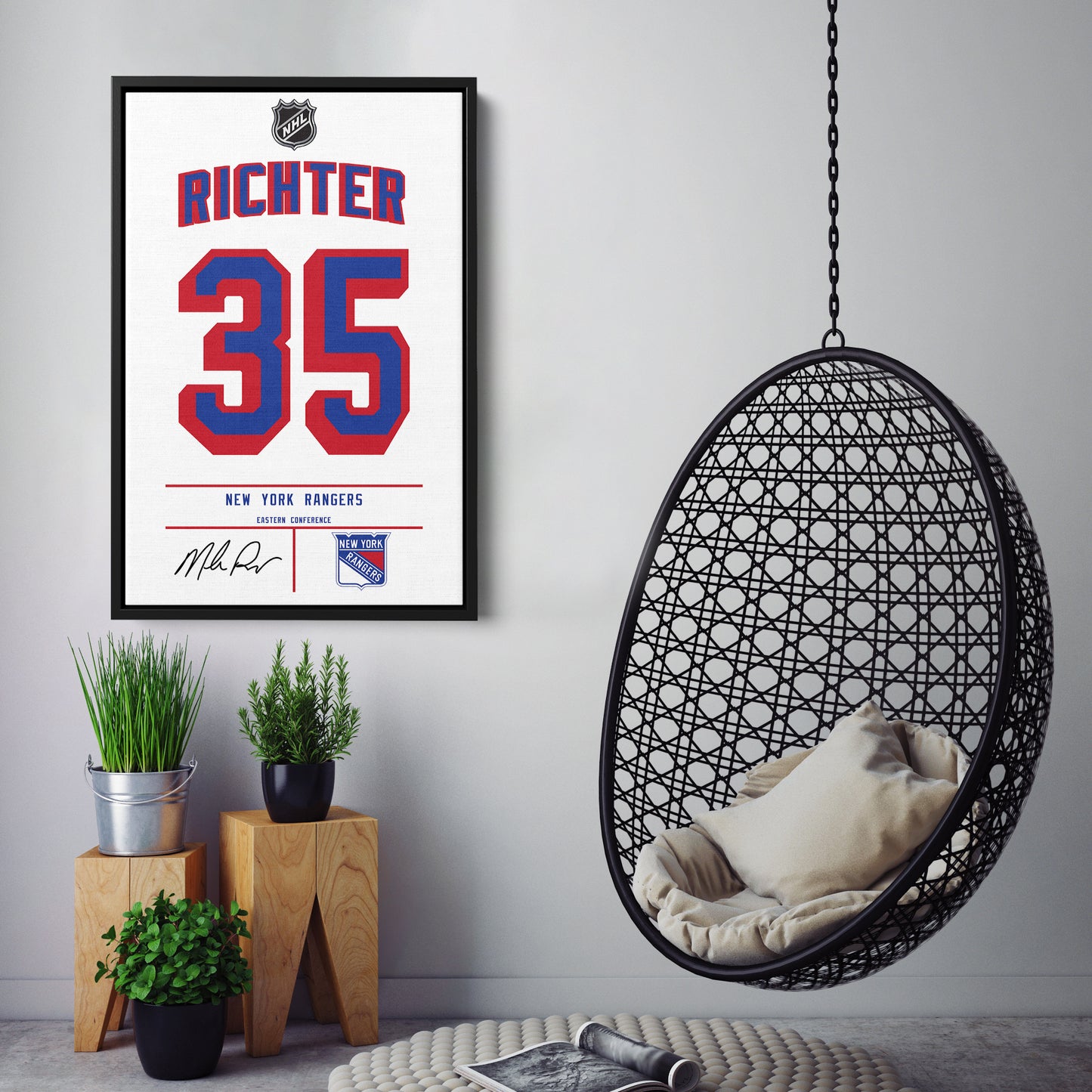 Mike Richter New York Rangers White Jersey Canvas Wall Art