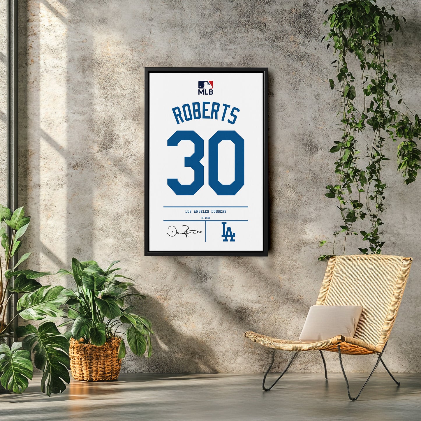 Dave Roberts Los Angeles Dodgers Jersey Canvas Wall Art