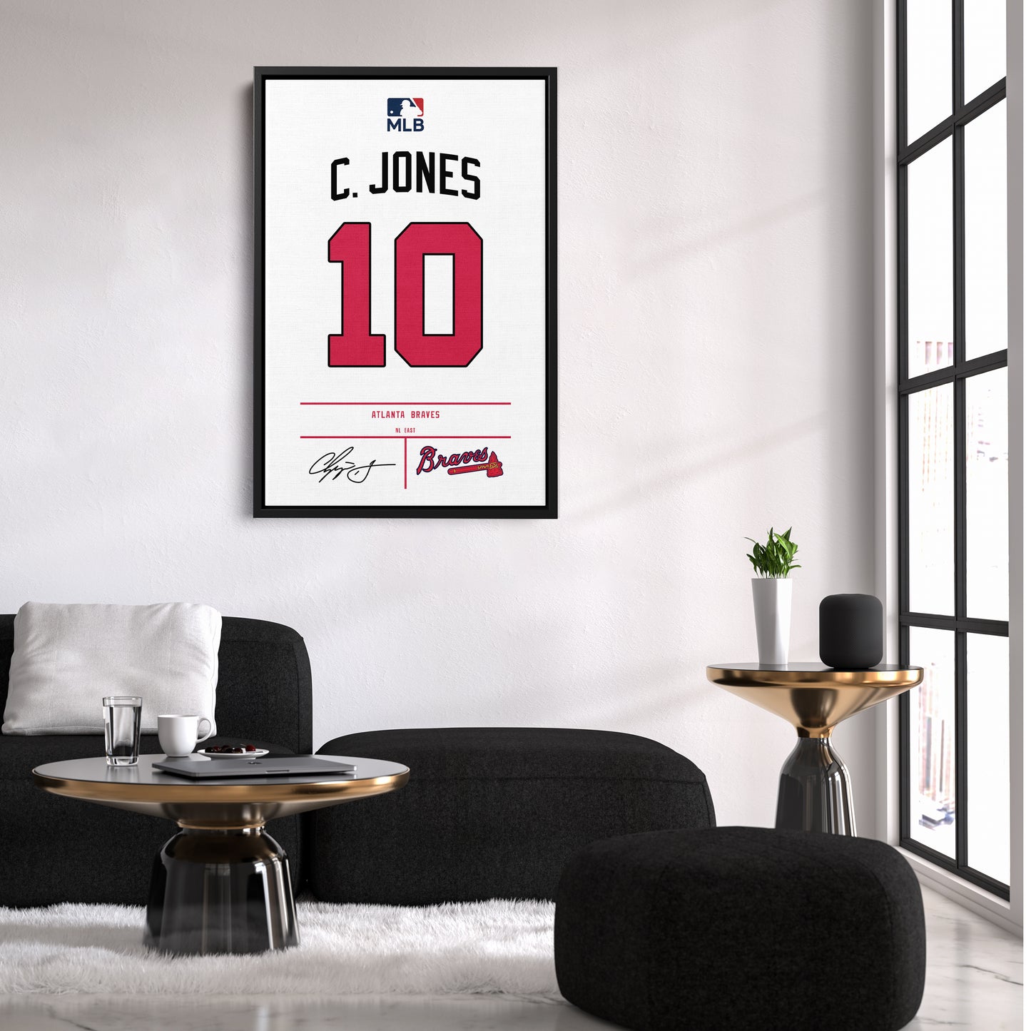 Chipper Jones Atlanta Braves Jersey Canvas Wall Art