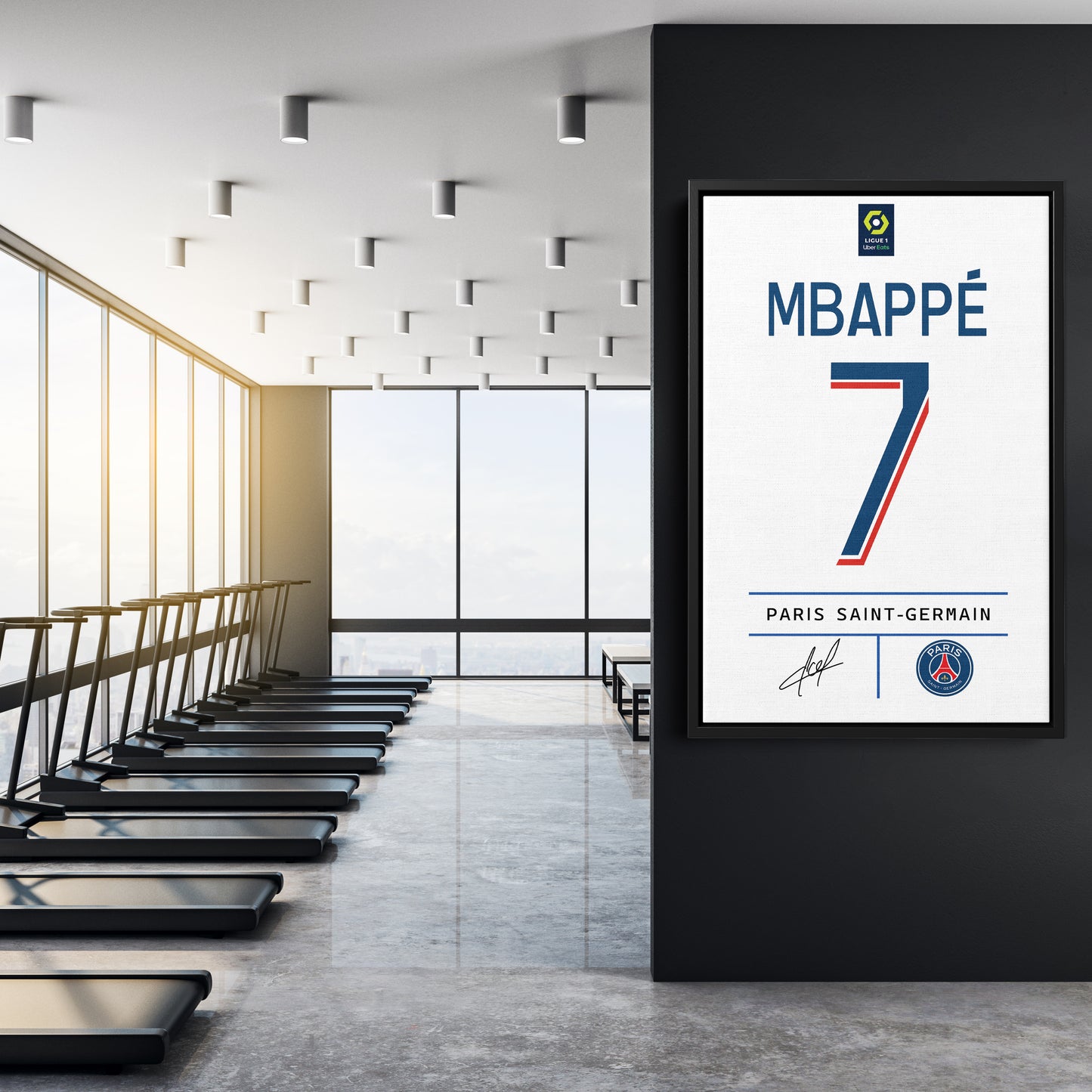 Kylian Mbappé PSG Jersey Canvas Print | Soccer Wall Art Decor