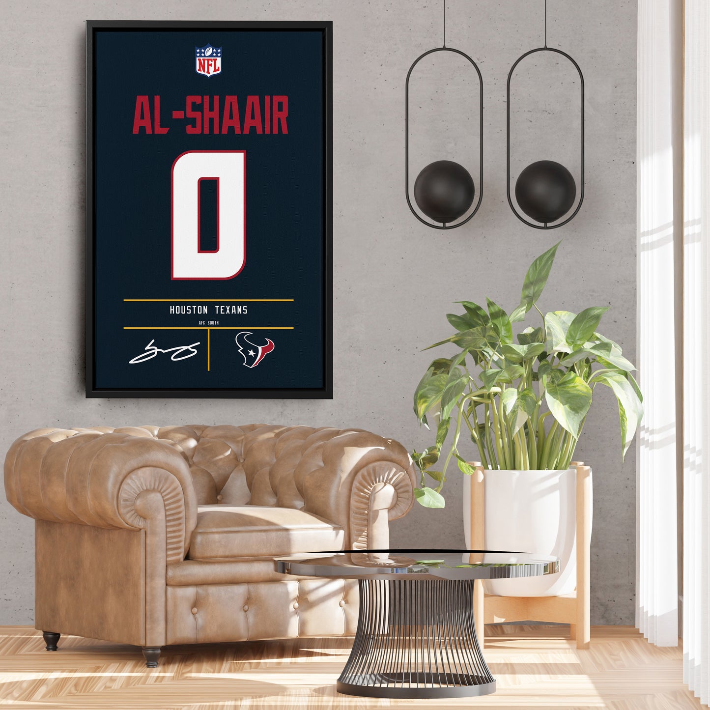 Azeez Al-Shaair Houston Texans Jersey Canvas Wall Art