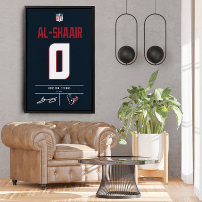 Azeez Al-Shaair Houston Texans Jersey Canvas Wall Art
