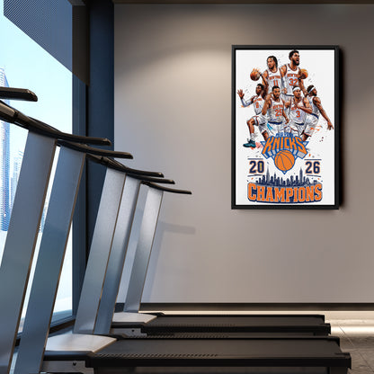New York Knicks 2026 Champions Commemorative Canvas – Premium Framed Wall Art