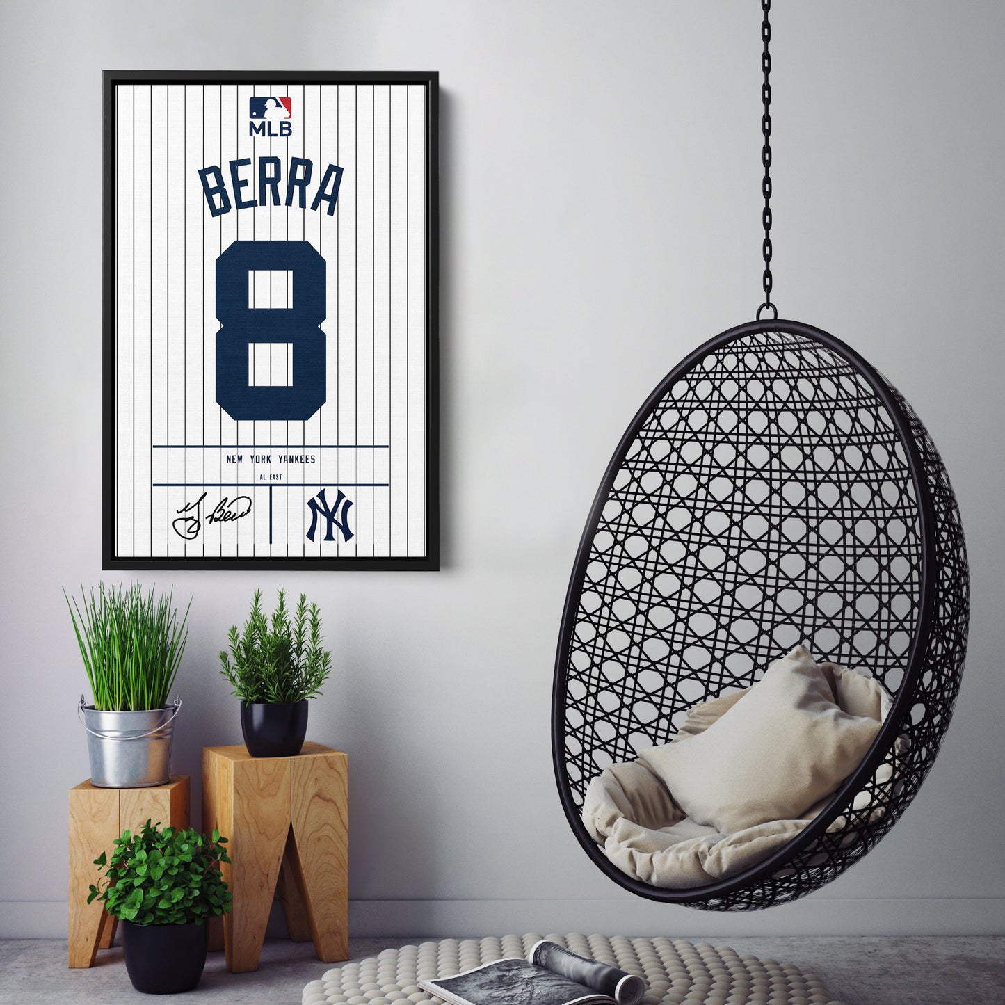 Yogi Berra New York Yankees Jersey Canvas Wall Art