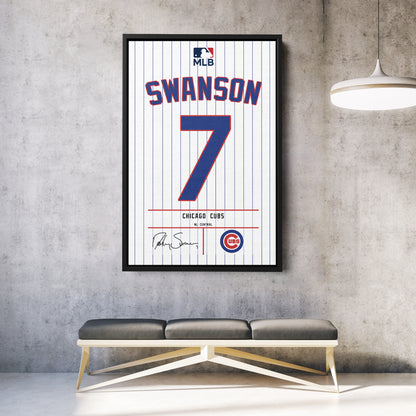 Dansby Swanson Cubs Jersey Canvas Print | Wall Art Decor
