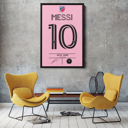 Lionel Messi Inter Miami Jersey Canvas Print | Soccer Wall Art Decor