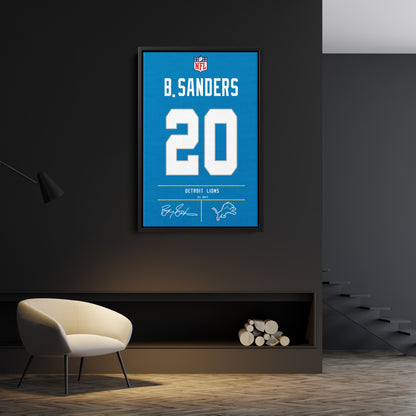 Barry Sanders Lions Jersey Canvas Print | Wall Art Decor