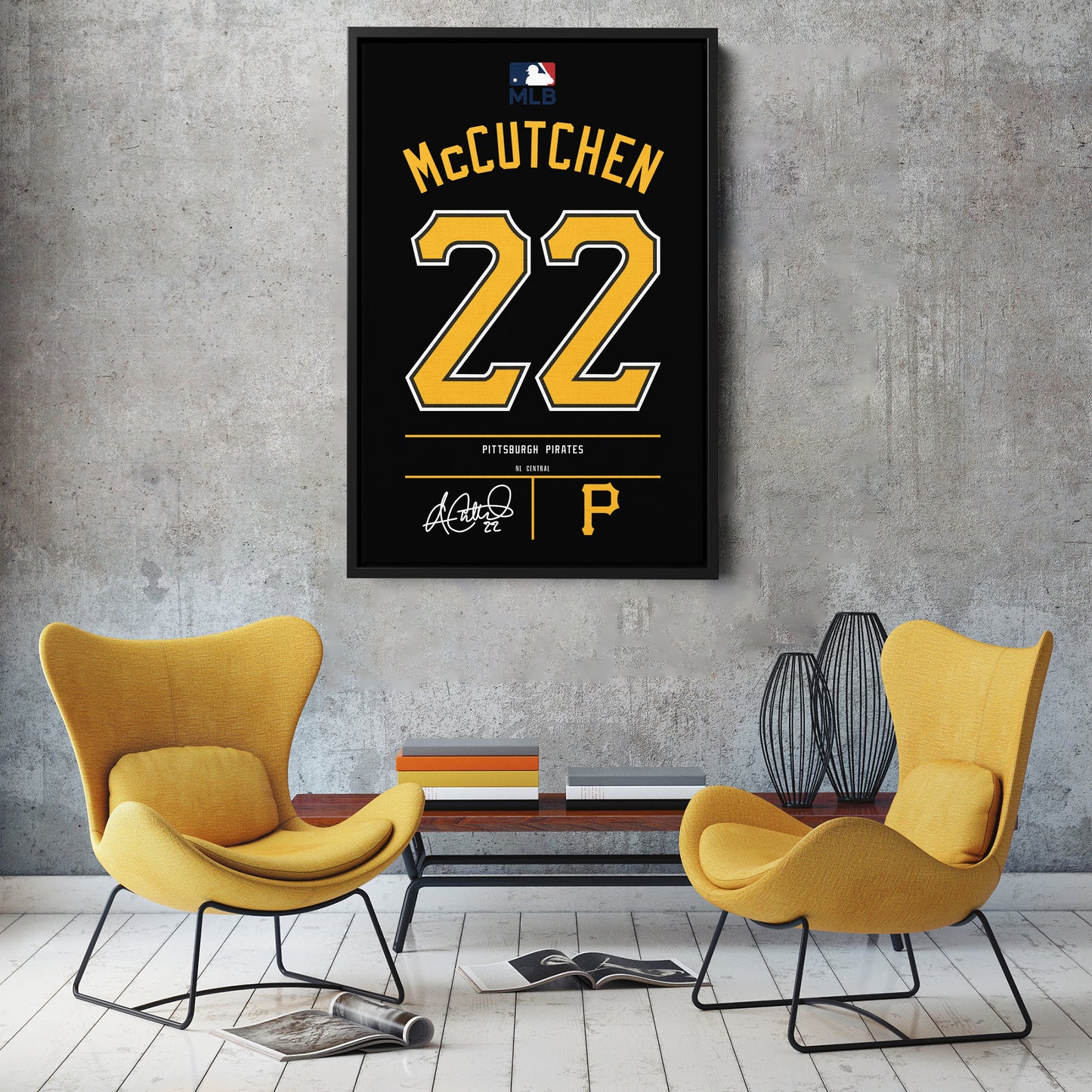 Andrew McCutchen Pittsburgh Pirates Black Jersey Canvas Wall Art