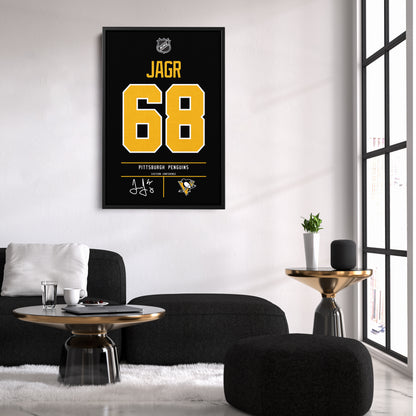 Jaromir Jagr Pittsburgh Penguins Jersey Canvas Wall Art