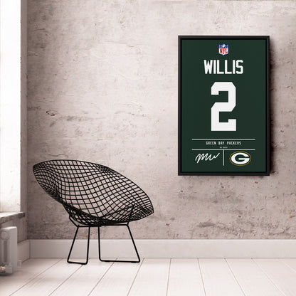Malik Willis Green Bay Packers Jersey Canvas Wall Art