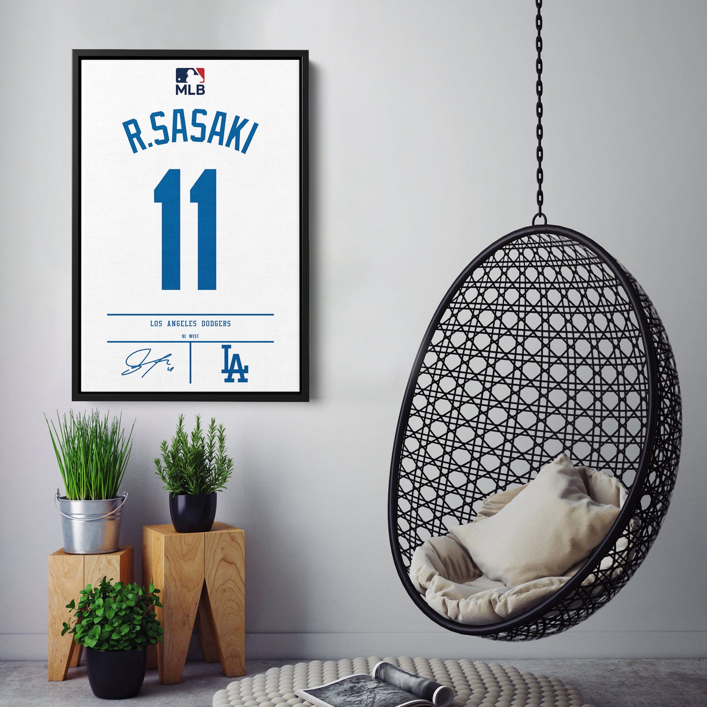 Roki Sasaki Dodgers Jersey Canvas Print | Wall Art Decor