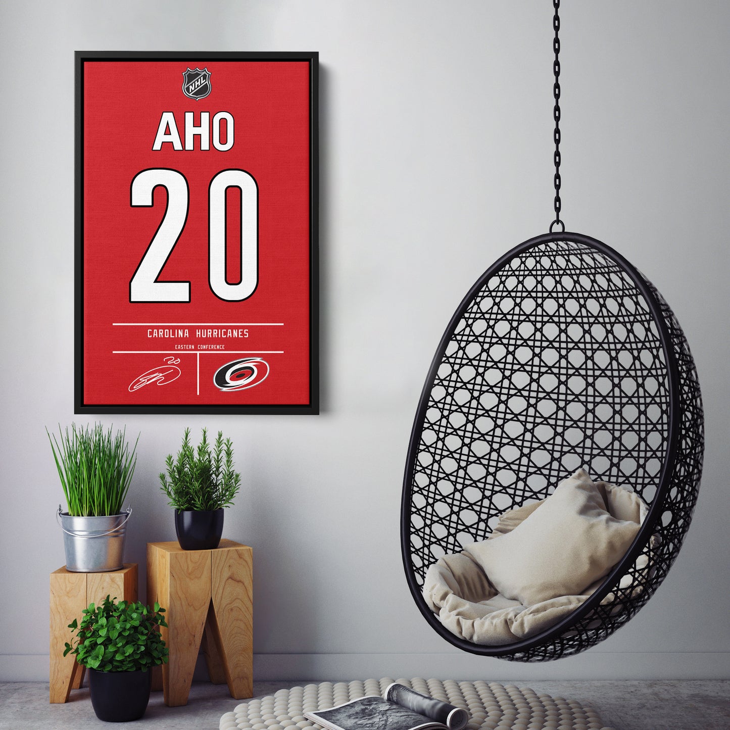 Sebastian Aho Hurricanes Jersey Canvas Print | Wall Art Decor