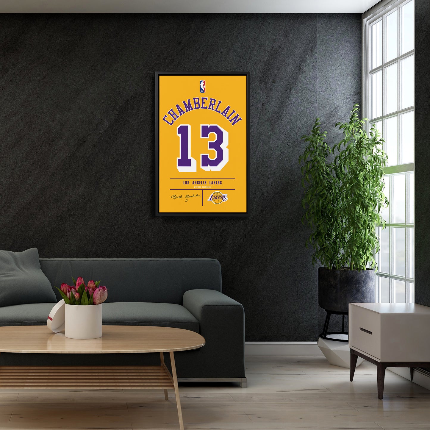Wilt Chamberlain Los Angeles Lakers Jersey Canvas Wall Art