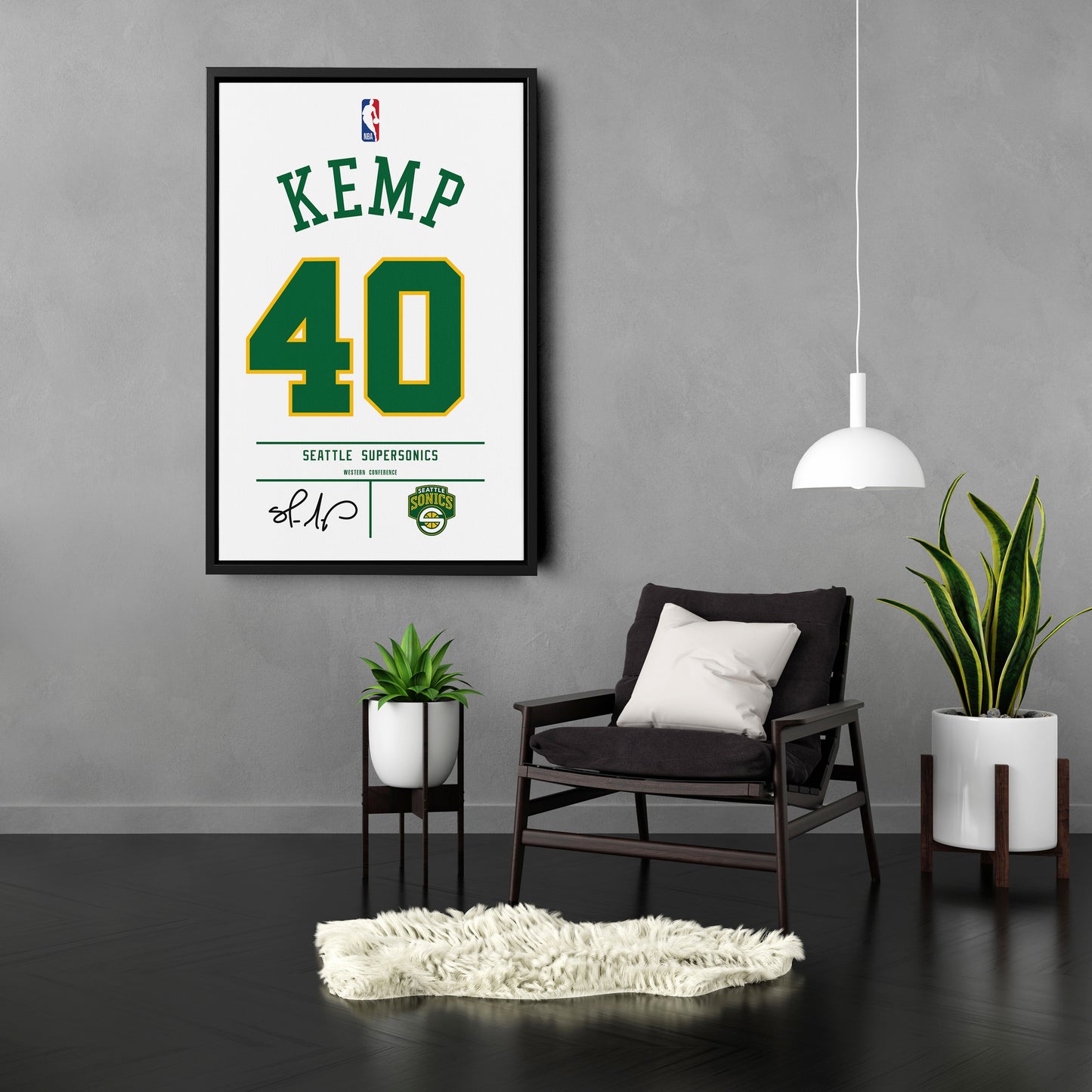 Shawn Kemp Seattle SuperSonics Jersey Canvas Wall Art