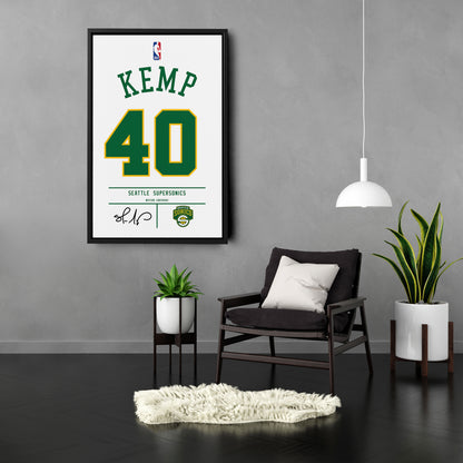 Shawn Kemp Seattle SuperSonics Jersey Canvas Wall Art