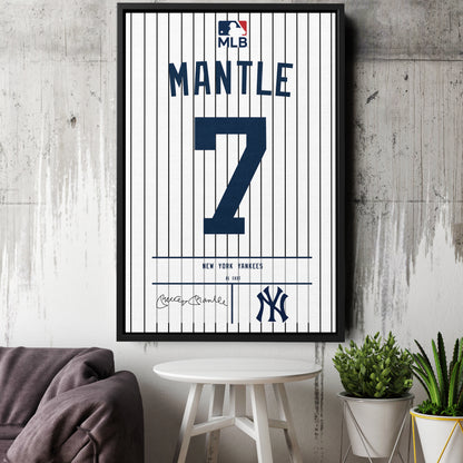 Mickey Mantle Yankees Jersey Canvas Print | Wall Art Decor