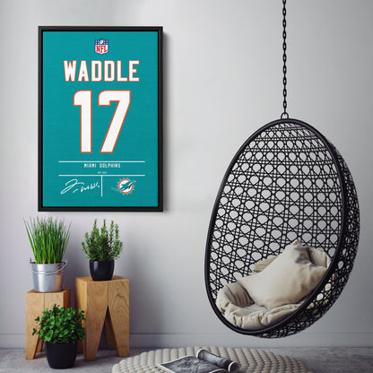 Jaylen Waddle Dolphins Jersey Canvas Print | Wall Art Decor