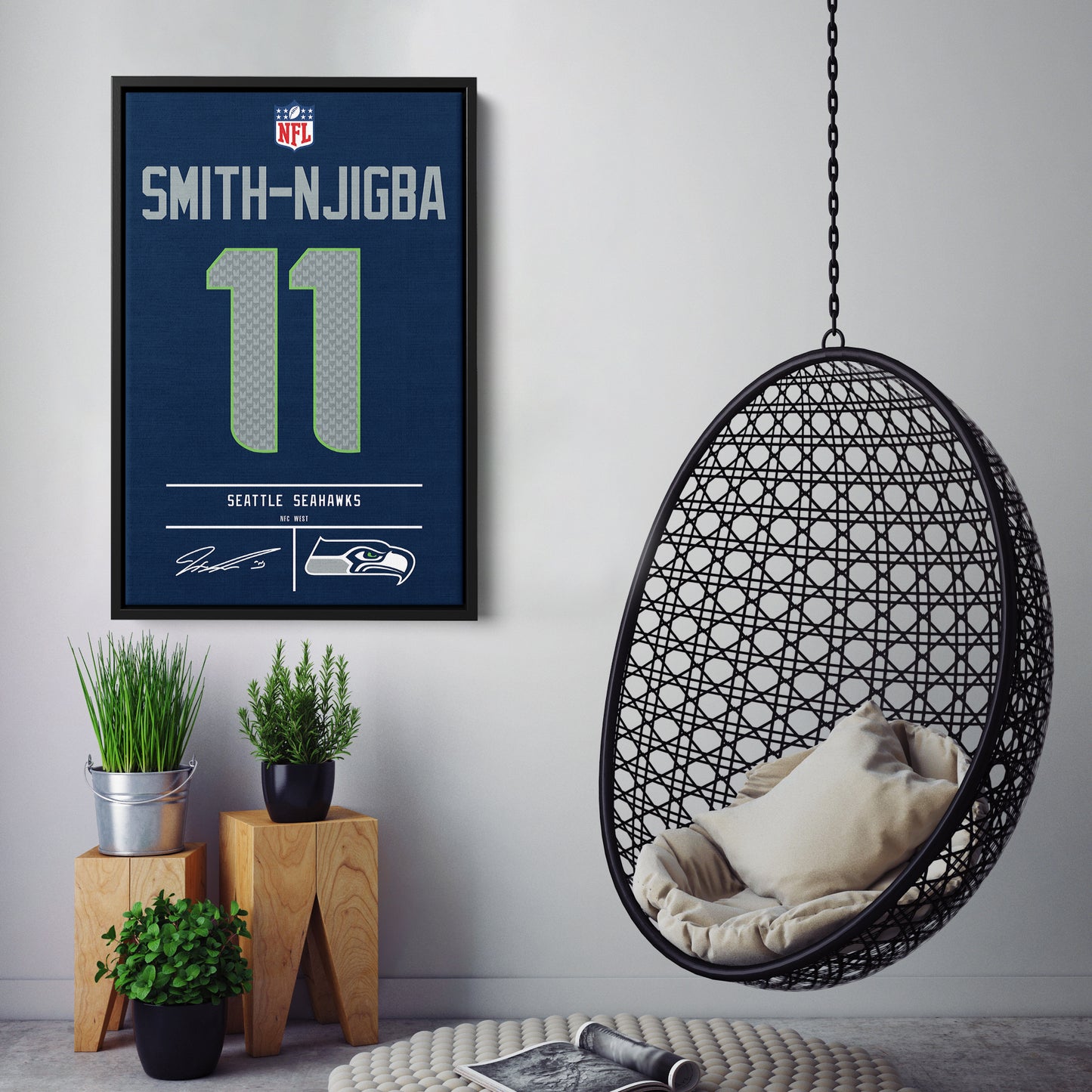 Jaxon Smith-Njigba Seattle Seahawks Jersey Canvas Wall Art