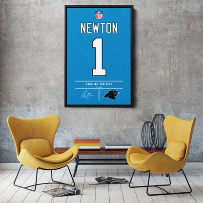 Cam Newton Carolina Panthers Jersey Canvas Wall Art