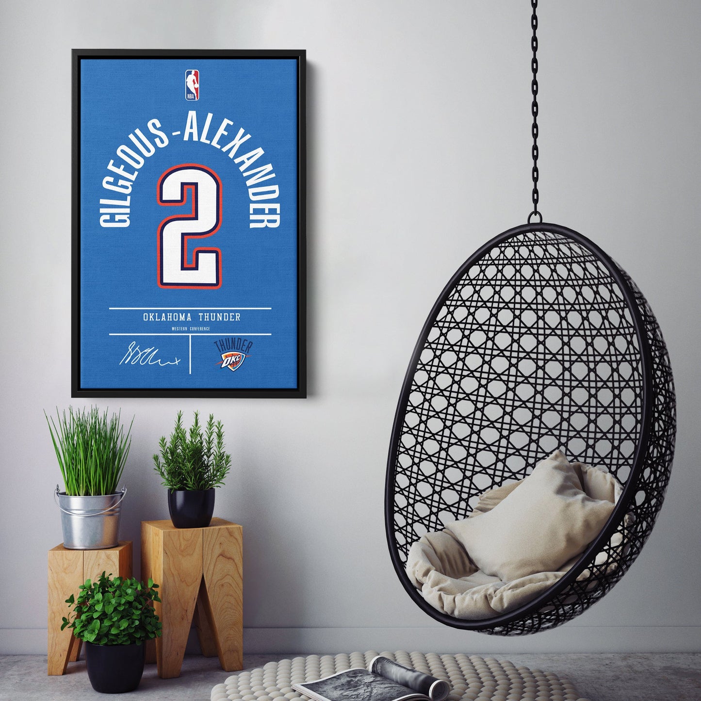 Shai Gilgeous-Alexander Thunder Jersey Canvas Print | Wall Art Decor