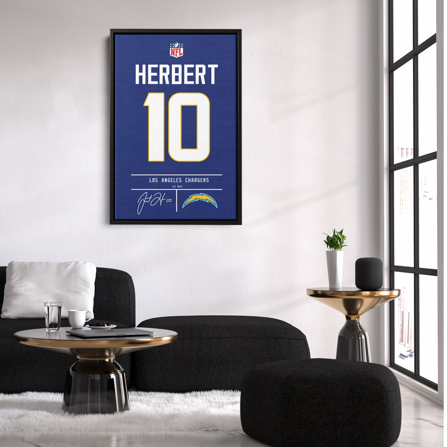 Justin Herbert Chargers Jersey Canvas Print | Wall Art Decor