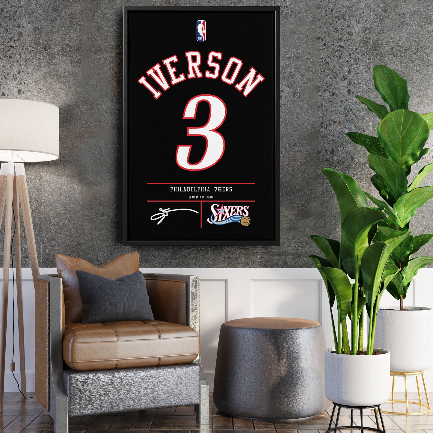 Allen Iverson Philadelphia 76ers black Jersey Canvas Wall Art