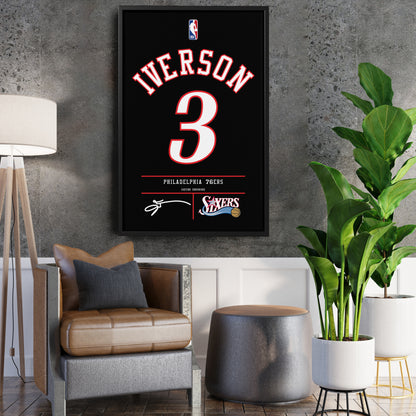 Allen Iverson Philadelphia 76ers black Jersey Canvas Wall Art