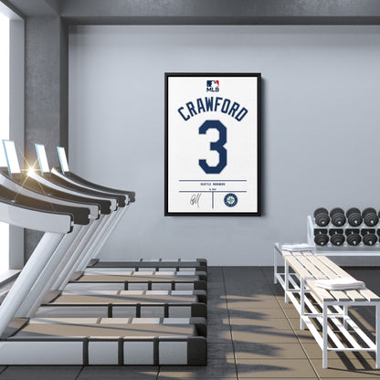 JP Crawford Seattle Mariners Jersey Canvas Wall Art