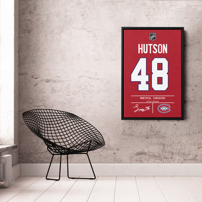 Lane Hutson Montreal Canadiens Jersey Canvas Wall Art