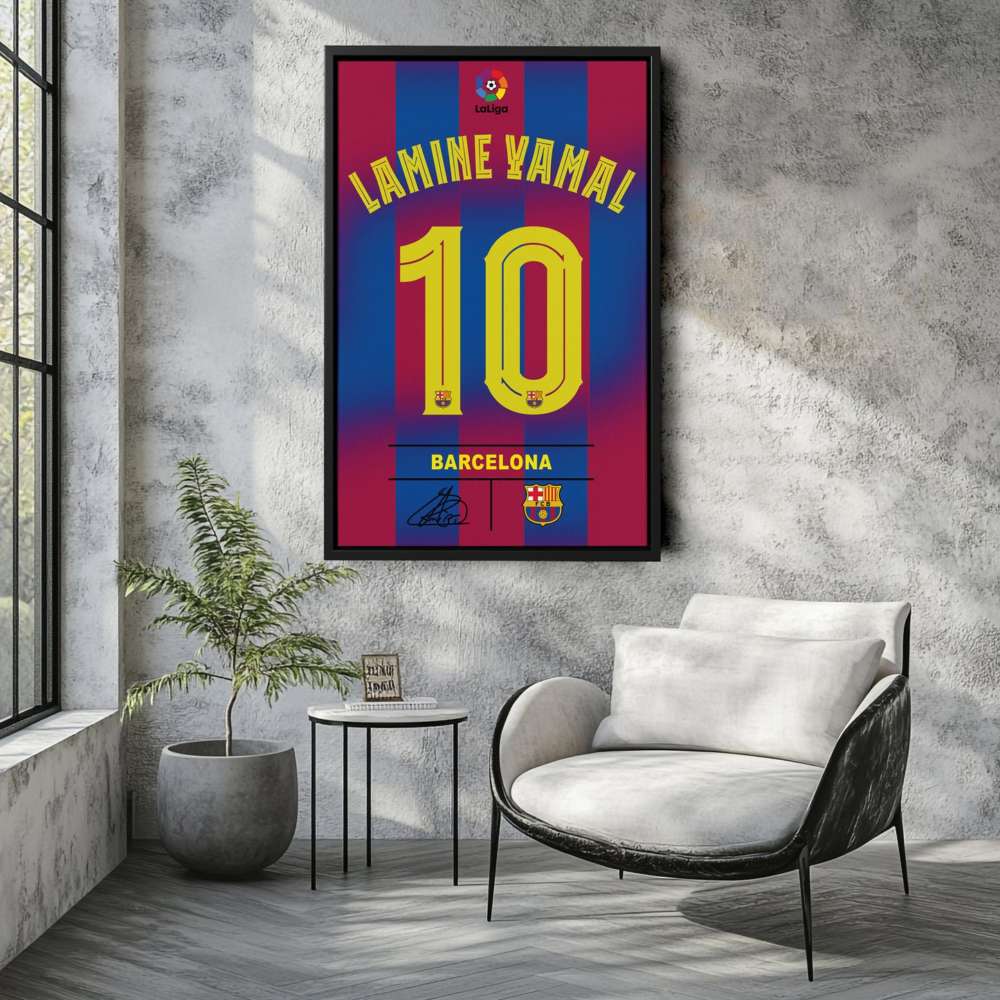 Lamine Yamal Barcelona Jersey Canvas Wall Art