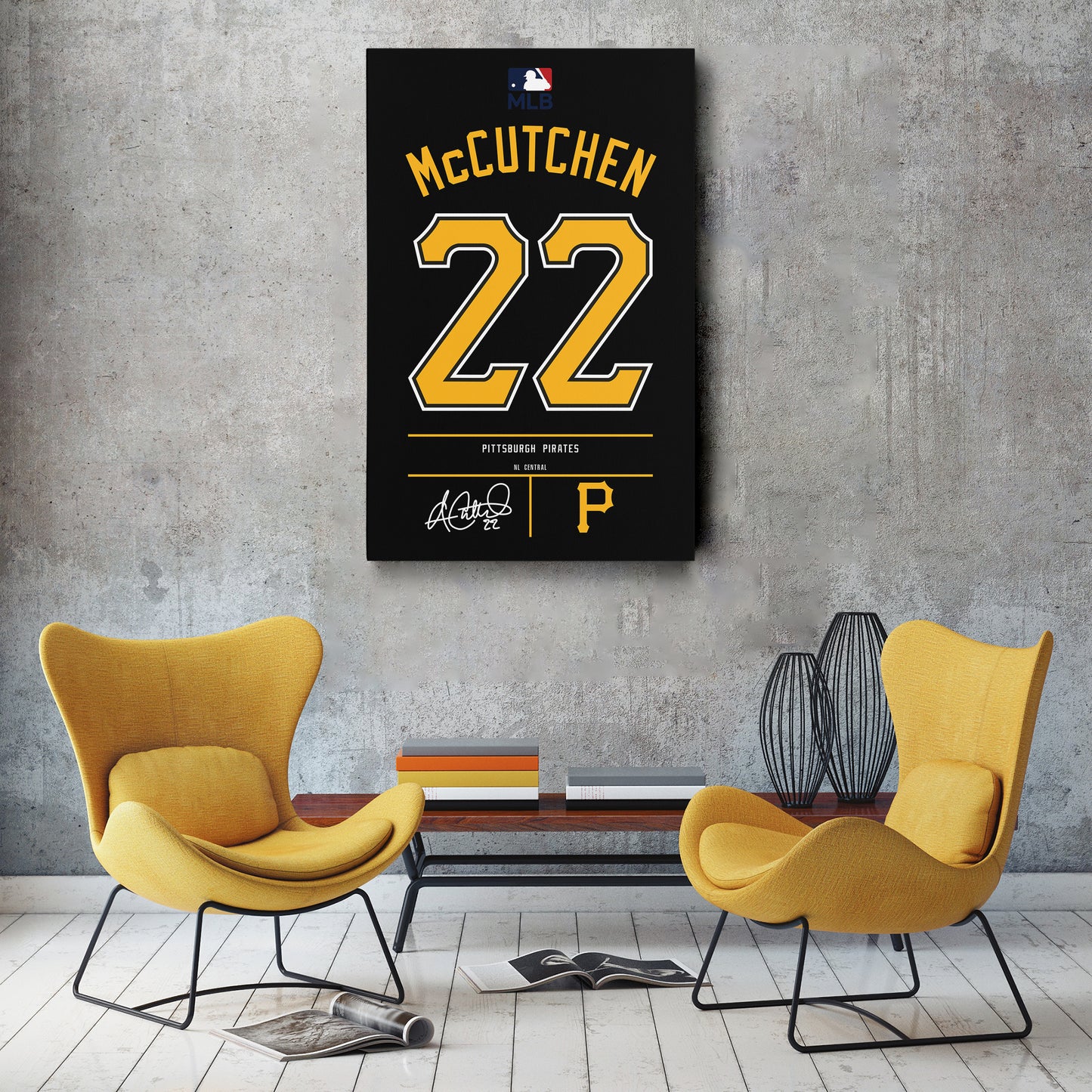 Andrew McCutchen Pittsburgh Pirates Black Jersey Canvas Wall Art